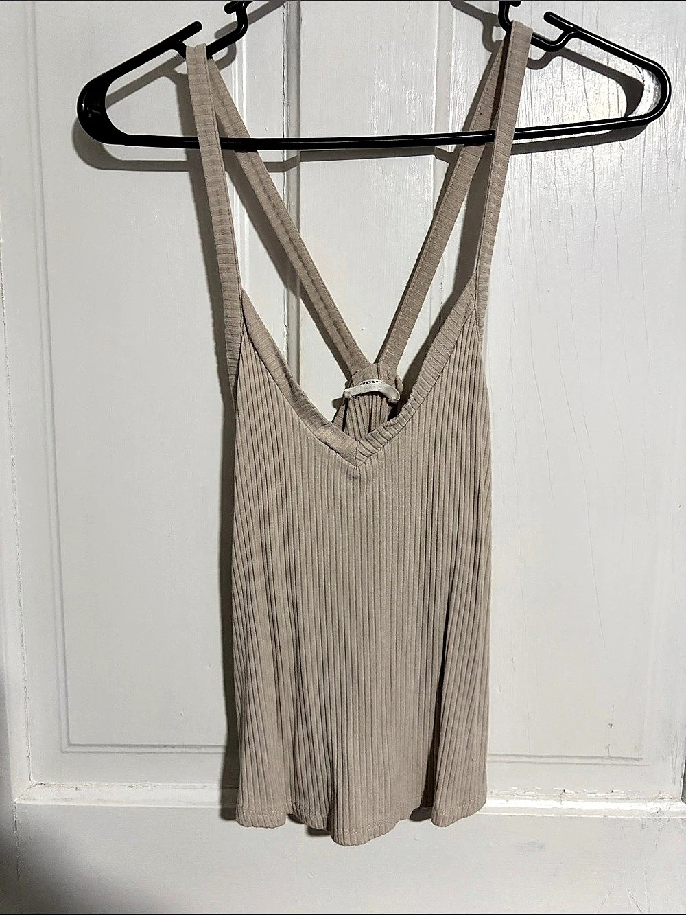 ZENANA Ribbed Strappy Tank Top in Beige Like New
